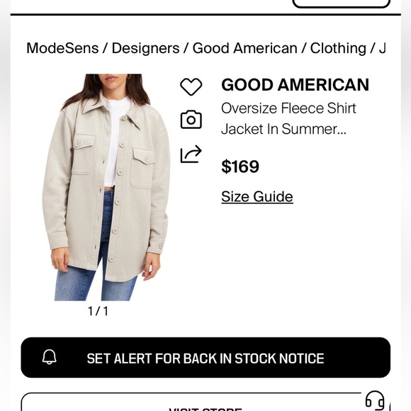 Good American Bone Neutral Fleece Shirt Jacket Shacket Size 3/4 US L/XL NEW - Picture 13 of 14